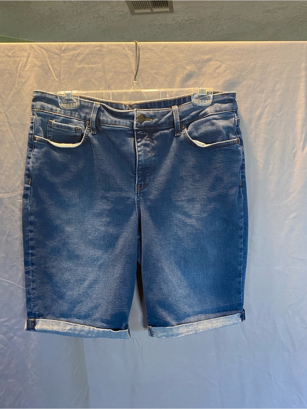 NYDJ Mid-Rise Denim Bermuda Shorts - Blue